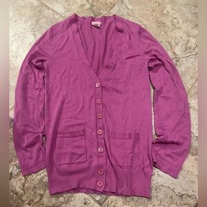 Cashmere J. Crew Vivid Pink Cardigan Sweater
